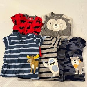 Lot of 5 fleece 12m boys pajamas